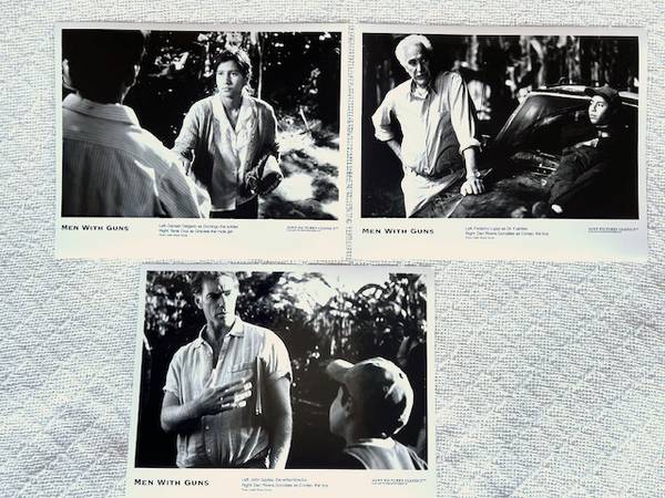 3 Original MEN WITH GUNS 1997 glossy b&w 8x10" stills.  By John Sayles 1