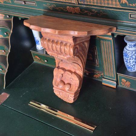 Vintage Carved Solid Wood Wall Sconce Bracket Shelf 1