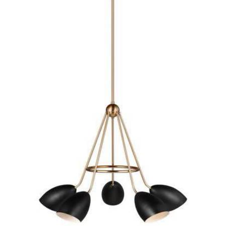 Modern Black Gold Four Light Chandelier New In Boxes 1