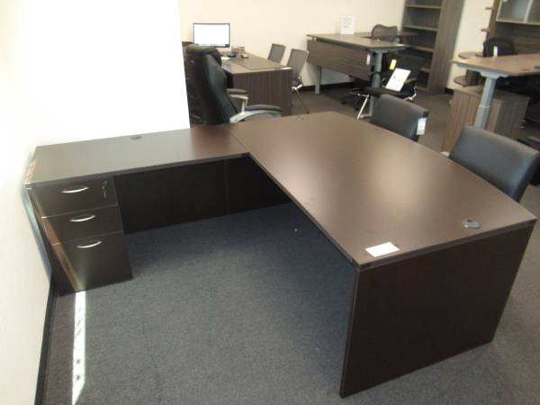 New Espresso L Shape Executive Bowfront Desk 1