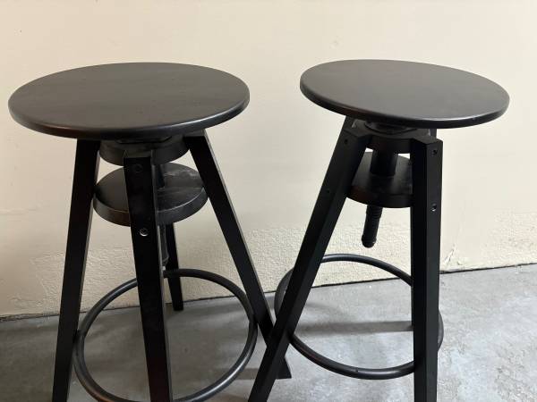 (4) FOUR Pre-owned IKEA Dalfred Bar Stools, Black , 24 3/4-29 1/8" 1
