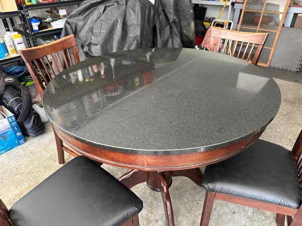 Granite high top dining / pub table and 4 chairs 1