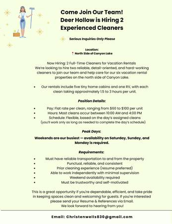 Now Hiring: 2 Full-Time Cleaners for Vacation Rentals 1