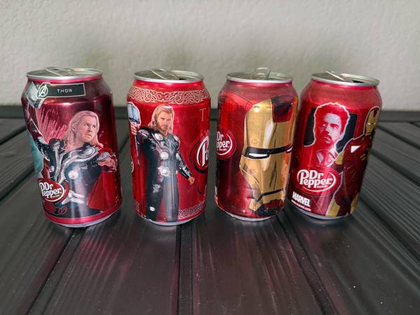 4 Iron Man 2 Dr Pepper cans 1