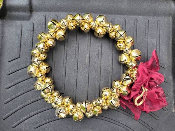 Decorative Gold Jingle Bell Wreath / Door Hanger – Approx. 12
