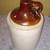 Antique Brown Crock Stoneware Moonshine Whiskey Jug & Wooden Rest 3 thumbnail