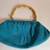 Banana Republic Turquoise Suede Clutch with Bamboo Handle 1 thumbnail