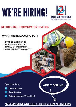 Now Hiring! General Labor and Crew Lead 1