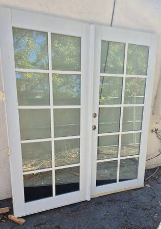 68.5x77.5 Dual glazed wood set of French doors 1