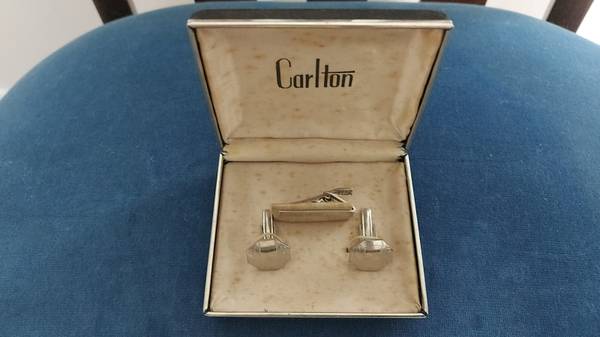 VINTAGE CUFFLINKS WITH TIE CLIP 1