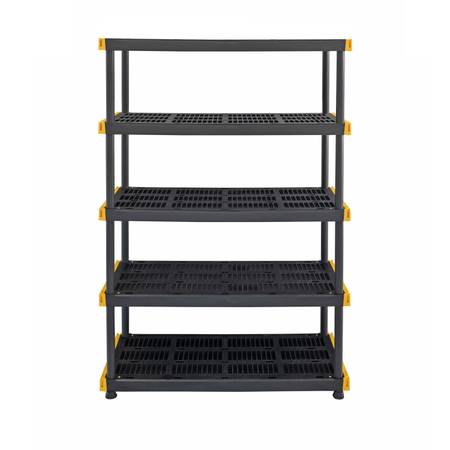 Project Source Commander 5-Tier Black Plastic Shelving Unit, 48 W x 20 1