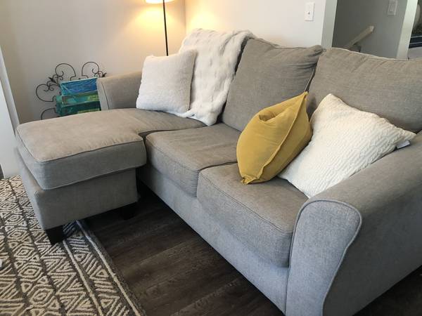 Couch - Reversible Sectional Sofa - Grey Fabric - Comfy 1
