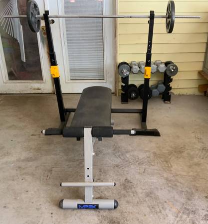 Weight bench+ Cast Iron Weight + Dumbbells + Rack.Gym Exercises - 1