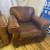 Pair 2 Restoration Hardware Chairs Brown Distressed Armchairs Need TLC 4 thumbnail