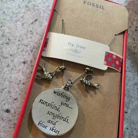 "Fly Free" Engraved Neckless by Fossil in box 1