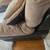 Sectional couch, with reclining rocking chair, soft brown with leather 6 thumbnail