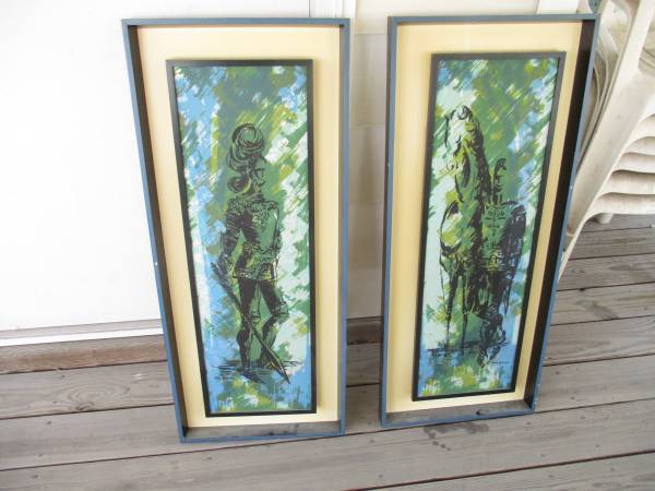 (2) Vintage 1950-60's Serigraph by Cochran.    Knight Pics 1