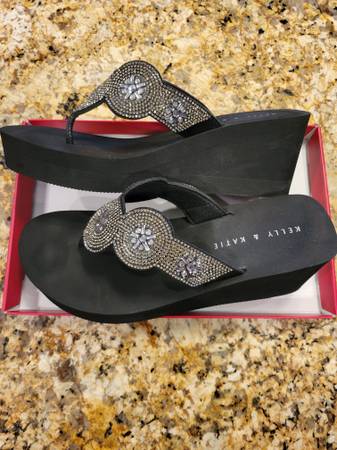 Black Rhinestone Wedge Sandal 1