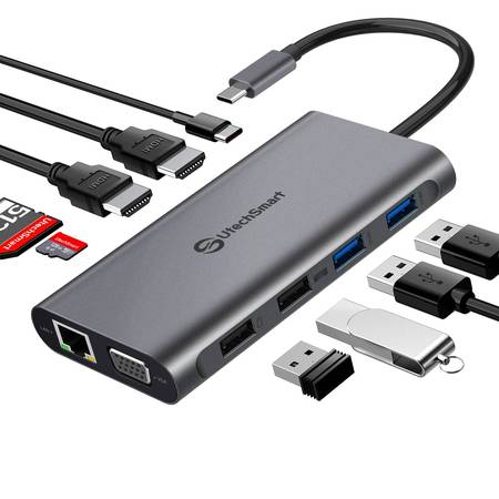 UtechSmart Triple Display USB-C Hub VGA/HDMI/Ethernet/USB 3.0 1