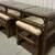 Vintage Rattan Console Table and Upholstered Stools Set 3 thumbnail