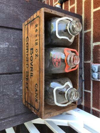 Vintage glass bottle milk containers 1