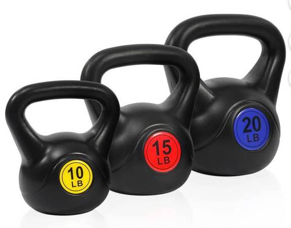 3 Kettlebells - 10, 15, 20 Pounds (NEW) Home Gym Weight Set 1