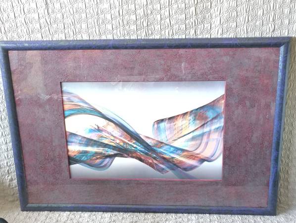 XL Abstract Print 56×38 Thoughts In Passage ll Purple Grey Frame Red Purple Mat 1