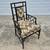 1970s Distressed Black Faux Bamboo Arm Chair Flamestitch Ikat 1 thumbnail