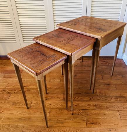 Peruvian Leather Top Nesting Tables- Set of 3 1