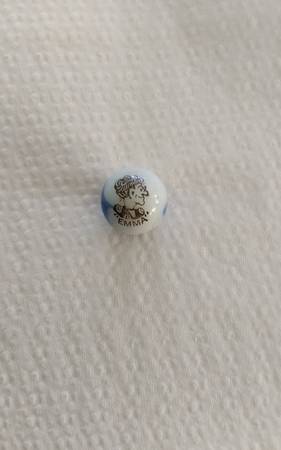 Comic marble. Emma. 5/8" wide, Peltier glass company 1