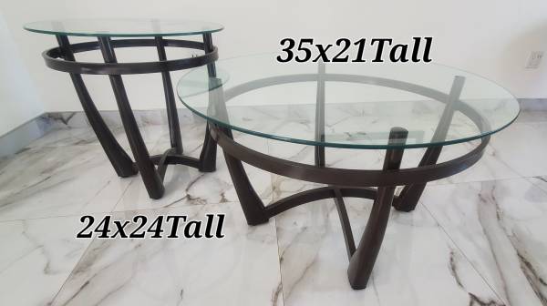 Modern Coffee & End Table Round Glass 1