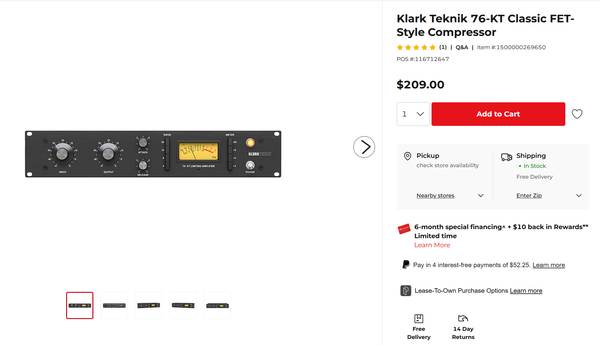 FSOT Klark Teknik 1176 style compressor NIB 1