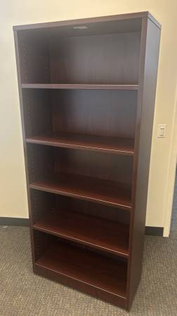 Laminate bookcase  36x72  Color Mahogany  Used 1