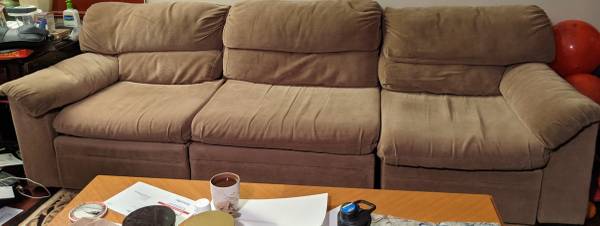 Light brown 3 piece sectional couch 1