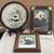 Asian Pandas Embroidered Silk in Curved Glass + Wood Holder +2 Photos 1 thumbnail