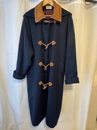 Vintage Designs by Projections (Navy) Hooded Wool Womens Coat 1