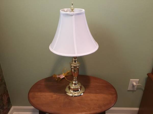 BRASS LAMP.   22-12” w/SHADE.       Reduced 1