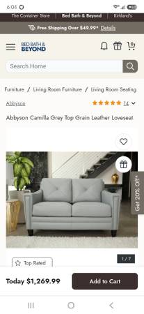 Abbyson Camilla Leather Loveseat & Sofa 1