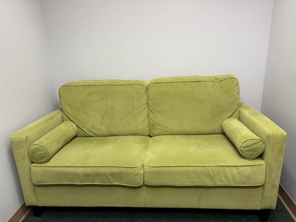 Pretty, Spring Green, 2-seat Velvet Couch Love Seat Loveseat 1