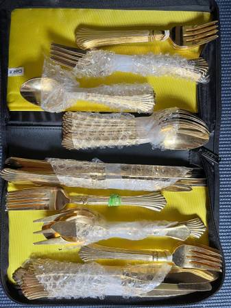 Gold plated silverware 2 sets 1