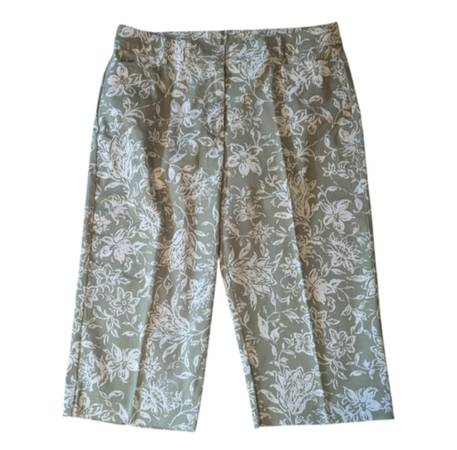 Briggs New York Green White Floral Stretch Capri Crop Pants Women's 12 1