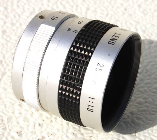 25mm f1.9 COSMICAR C-MOUNT SILVER LENS 1