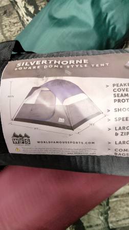 Silverthrown square dome tent new, two inflatable sleeping pads 1