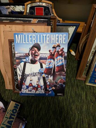 Miller Lite Beer Metal Milwaukee Brewer Baseball Metal signs 1