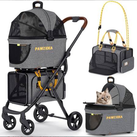 Pawzidea Pet stroller multifunctional with double detachable carriers Brand new 1