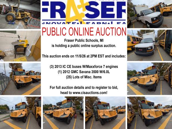 Public online surplus auction for Fraser Public Schools 1