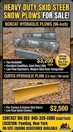 2 bobcat 8 foot snow plows & 1 Curtis 7.5 foot skidsteer snow plows 1