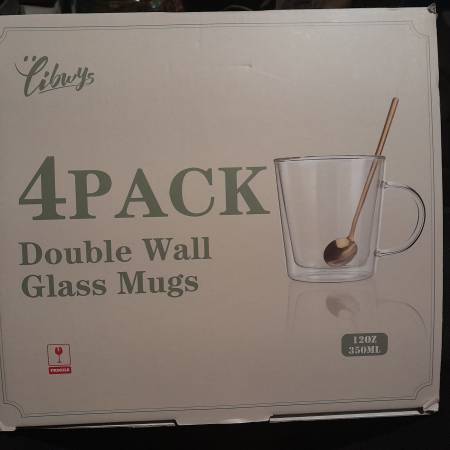 Libws 12 oz. Double wall glass mugs 1
