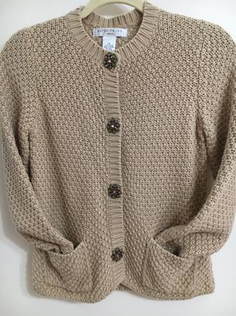 Tan Cardigan Sweater, Pursuits LTD - PS 1
