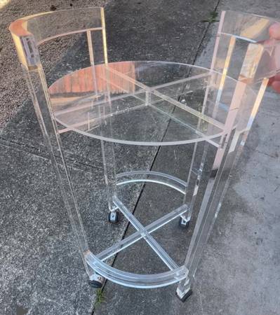 Sofa Endtable Round Acrylic Coffee Table with Wheels and Removable Top 1